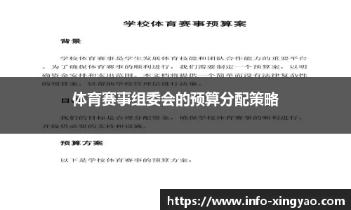 体育赛事组委会的预算分配策略